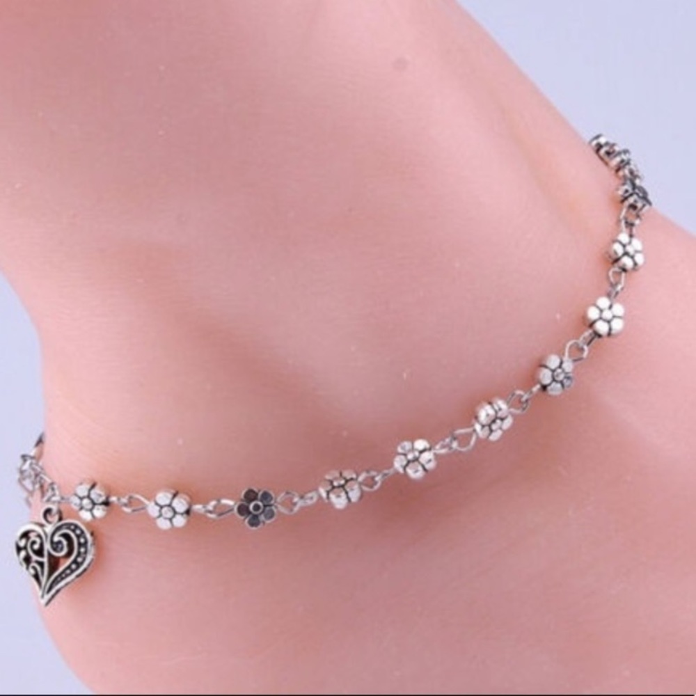 Floral - Heart Anklet